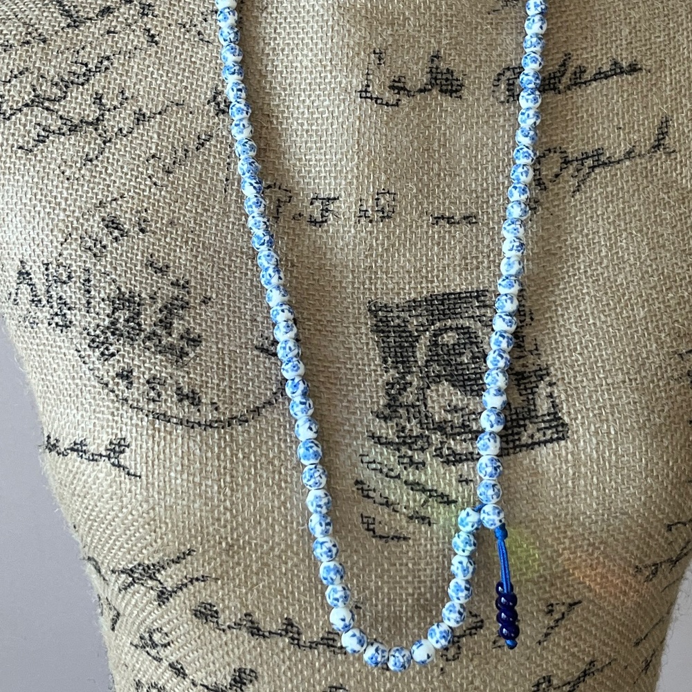 Blue/white porcelain beaded necklace